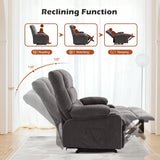 Recliner Sofa with Cup Holders for Living Room 3 Seat Manual Oversized Recliner Chiar with Ergonomic, Side Pocket for Adult MAHOMICO