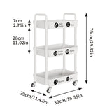 Laiensia 3-Tier Storage Cart,Multifunction Kitchen Storage Organizer,Mobile Shelving Unit Utility Rolling Cart with Lockable Wheels for Bathroom,Laundry,Living Room,With Classified Stickers,White Laiensia