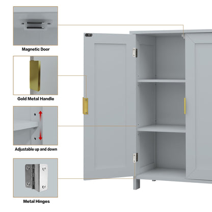 TaoHFE Grey Bathroom Storage Cabinet,Bathroom Cabinets Freestanding with 2 Doors, Towel Cabinet for Bathroom Floor Cabinet, Restroom Cabinet, Small Storage Cabinet for Office, Restaurant, Living Room