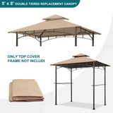 Grill Gazebo Replacement Canopy Top - Wonwon 5x8 Gazebo Roof Double Tiered Outdoor BBQ Roof Cover Grill Shelter Only Fit for Model L-GG001PST-F (Beige) Wonwon