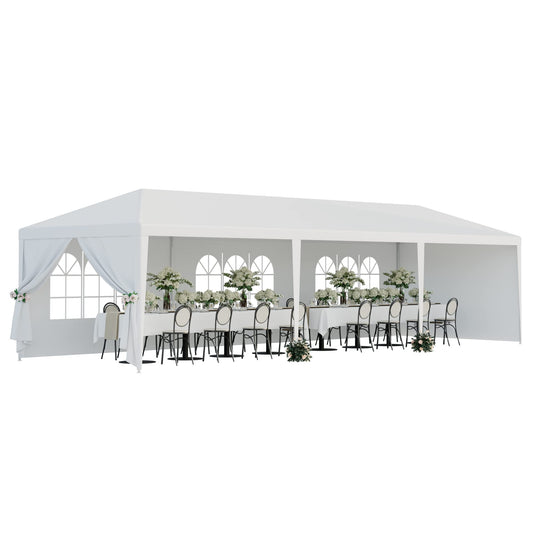 LEMY 10 X 30 Outdoor Wedding Party Tent Camping Shelter Gazebo Canopy with Removable Sidewalls Easy Set Gazebo BBQ Pavilion Canopy Cater Events