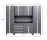Premium Garage Cabinets 9' Storage Sets Solution with Adjustable Legs, Soft-Close Drawer & Door, Integrated Handles, Heavy Duty Plywood Box Construction, Tool and Equipment Organizer (Combo 9CS-012B) DOWNFORCE GARAGE CABINETS