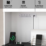 71’’ Farmhouse Kitchen Pantry Cabinet, Tall Kitchen Storage Cabinet with Power Outlet, Freestanding Kitchen Hutch Cabinet with Drawer, 4 Adjustable Shelf & 6 Doors for Kitchen Living Room (White) Gyfimoie