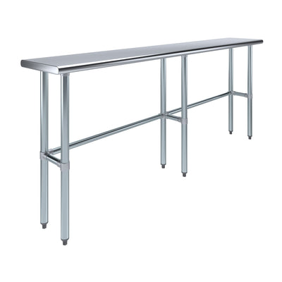 AmGood Stainless Steel Work Table Open Base | Metal Work Bench (Stainless Steel Table Open Base, 84" Long x 14" Deep)