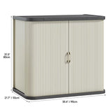 YITAHOME 73 Gallon Large Outdoor Storage Cabinet w/Shelf, Heavy-Duty Double-Wall Resin Storage Cabinet w/Sliding Doors for Indoor/Outdoor/Garage/Lawn Care, Waterproof, Light Gray YITAHOME