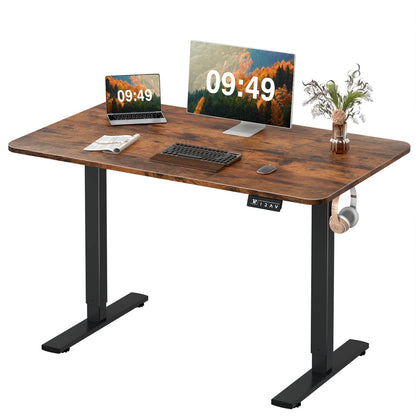 Furmax Electric Height Adjustable Standing Desk Large 48 x 24 Inches Sit Stand up Desk Home Office Computer Desk Memory Preset with T-Shaped Metal Bracke, Brown - WoodArtSupply