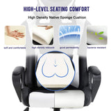 BestOffice High-Back Gaming Chair PC Office Chair Computer Racing Chair PU Desk Task Chair Ergonomic Executive Swivel Rolling Chair with Lumbar Support for Back Pain Women, Men,White BestOffice