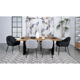 MAKLAINE Wood Live Edge Dining Table in Natural Acacia and Black MAKLAINE