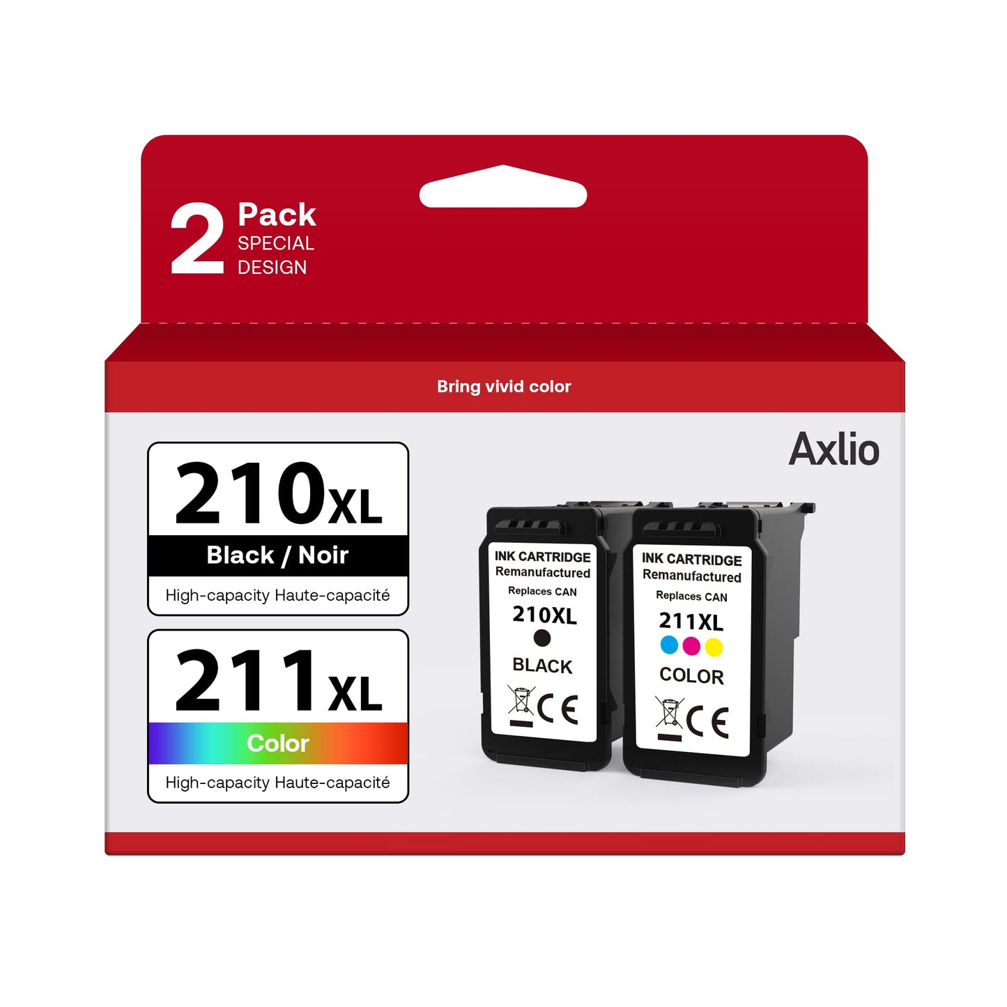 PG-210XL/CL-211XL Ink Cartridges Compatible Replacement for Canon 210 211, 210XL 211XL Ink Combo Pack Use to Canon MP495 MP280 MP490 MP480 MP270 MP240 MX420 MX410 MX350 (2 Pack)