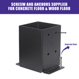 Nrspp 4x4 Post Base 4 Pcs,（Inner Size3.5"x3.5"）Wood Fence Pergola Post Bracket , Black Powder Coated Post Anchor,Deck Post Base Support Base Plate Pergola Brackets Fence Kit Nrspp