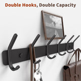 GWAAZXGZ Coat Rack Wall Mount Hooks - 15 Inch Black Hat Rack, Minimalist Design with 6 Hooks for Hanging Coats, Bags, and Towels in Entryway, Livingroom, Bedroom, Bathroom, and Kitchen, 1 Pack GWAAZXGZ