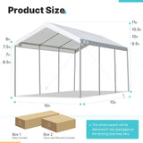 ADVANCE OUTDOOR 10x20 ft Heavy Duty Carport, Adjustable Height Garage Car Canopy Party Tent Boat Shelter, White ADVANCE OUTDOOR