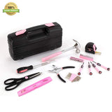 39-Piece General Tool Set-Essential Household Hand Tool Kit with Portable Toolbox Storage Case（Pink—Level Ruler）） KOFOT