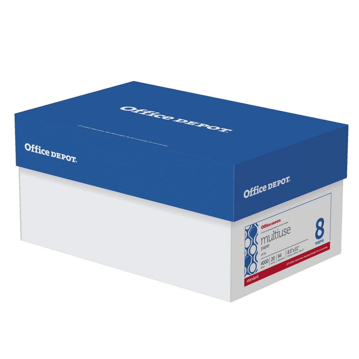 Office Depot(R) Brand Multiuse Paper, Letter Size Paper, 94 (U.S.) Brightness, 20 Lb, White, 500 Sheets Per Ream, Case Of 8 Reams Office Depot