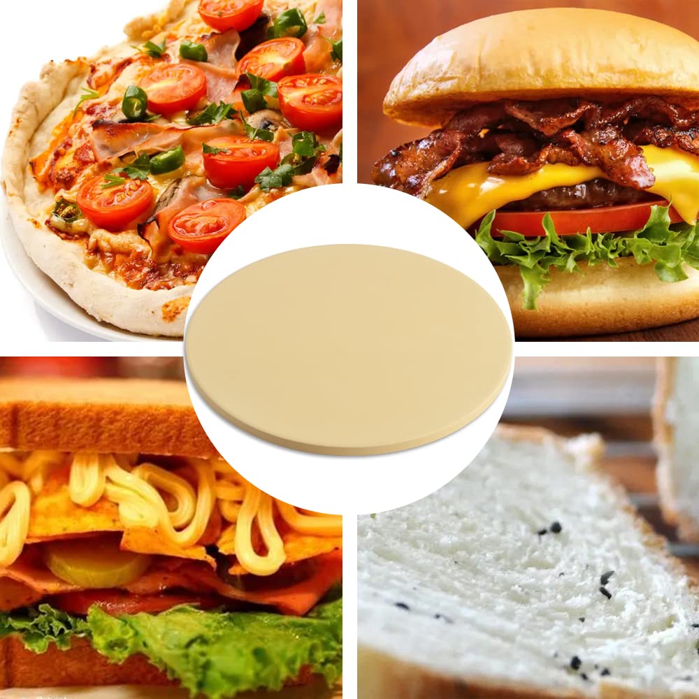 homEdge Pizza Stone Set, Heavy Duty Round Cordierite Baking Stone for Bread, Pizza, Thermal Shock Resistant Cooking Stone with Bamboo Pizza Peel Paddle for Oven and Grill-12 Inches (Diameter) homEdge