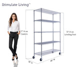 48"x18"x72" PRIME HEAVY DUTY Chrome 5-Tier Wire Shelving NSF 4000 LBS MAX Capacity Storage Rack for Commercial, School, Home, Garage, Warehouse, Industrial, and Hospital Uses (with Wheels) Stimulate Living