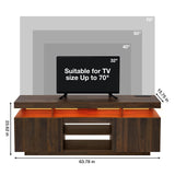 HOMMPA LED TV Stand with Power Outlets for up to 70" TV Modern Entertainment Center with Storage, Gaming TV Consoles with LED Lights Game Cabinet for Living Room Walnut HOMMPA