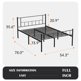 PayLessHere 14 Inch High Metal Platform Bed Frame with Headboard Maximum Storage Space Under The Heavy Duty Bed Frame No Box Spring Needed Noise-Free Easy Assembly (Full) PayLessHere