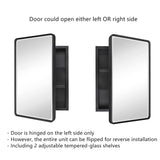 TEHOME Farmhouse Black Metal Framed Recessed Bathroom Medicine Cabinet with Beveled Mirror Rounded Rectangle Bathroom Medicine Cabinet 16x24 inch TEHOME