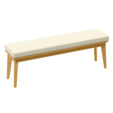 FansaFurn Backless Patio Bench, Acacia Wood Dining Bench with Cushion for Outdoor Porch, Backyard, Garden, Lawn, Beige FansaFurn