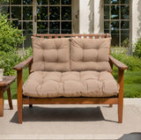 QILLOWAY Outdoor/Indoor Patio Wicker Seat Cushions with Ties Group Loveseat/Two U-Shape Cushions for Patio Furniture,Wicker Loveseat,Bench,Porch,Patio Chair Cushions Set of 3 (Charcoal Grey/Black) QILLOWAY