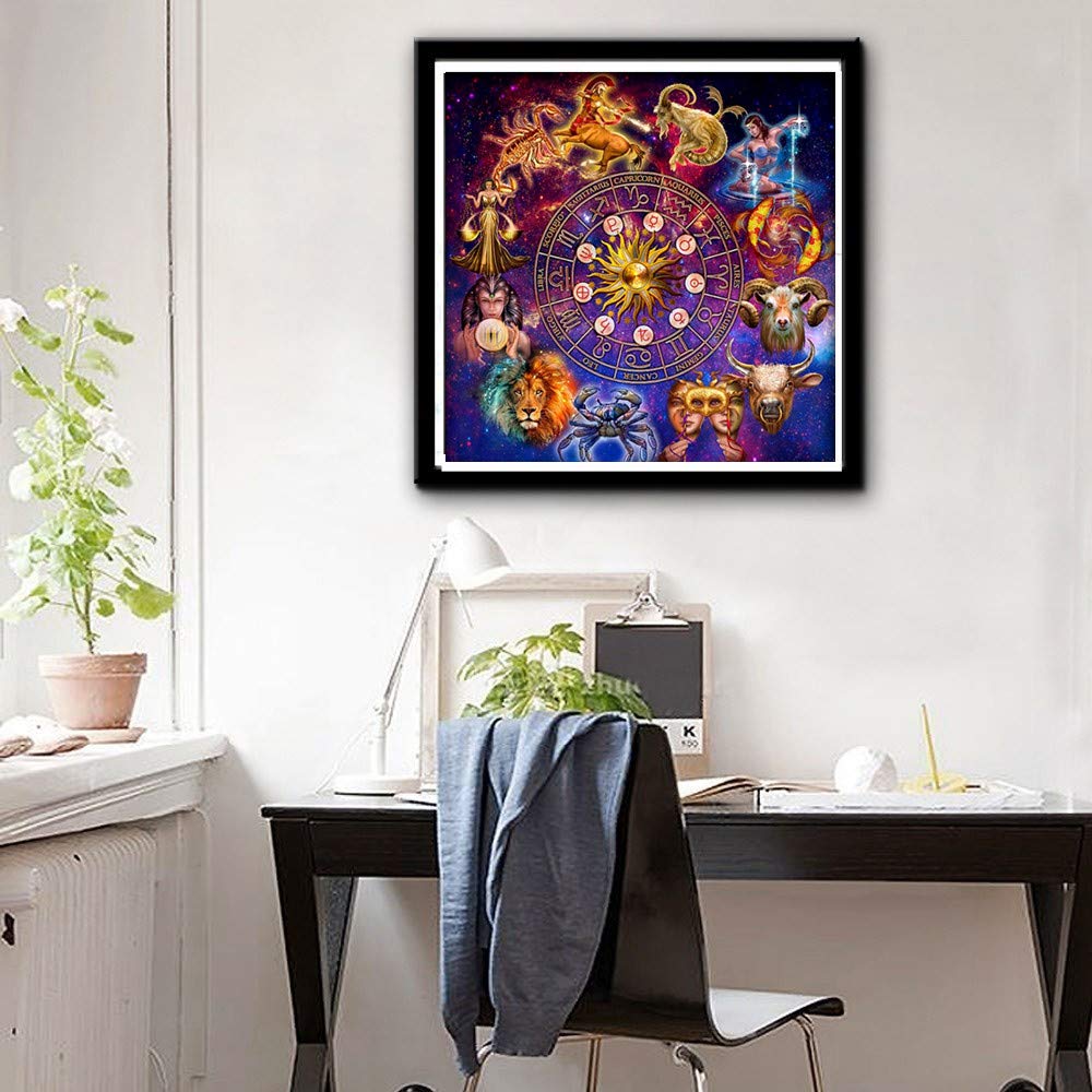 5D DIY Full Drill Constellation Diamond Art Aquarius Cross Stitch Zodiac Signs Embroidery Mosaic Kit Home Decor Wall Art Gifts Twelve 11.8x11.8 30x30 cm Better Selection