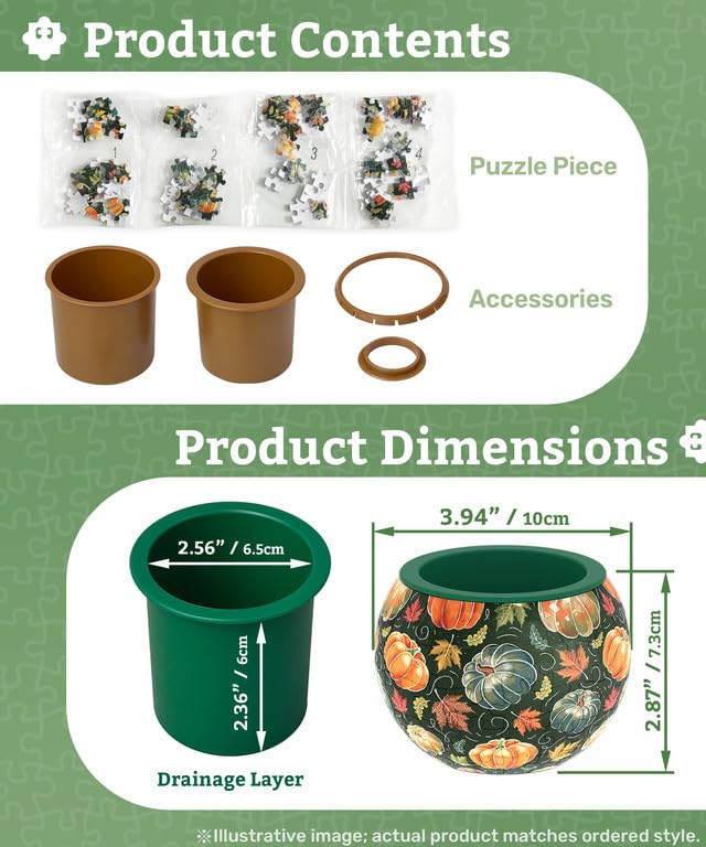 PieceRelax 3D Puzzle Planter - Singing Birds and Flowers - Small Round Plant Pots with Drainage, Home Decor Flower Pots for Indoor Cactus, Succulents Pots [K1100] PieceRelax