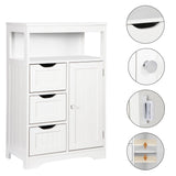 ZENY Modern White Wooden Bathroom Floor Cabinet with Adjustable Shelves and 3 Drawers ZENY