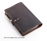 Genuine Leather Journal Writing Notebook, A6 Ring Binder Refillable Diary Notepads, Vintage Handmade Travel Organizer Agenda for Men Women - Coffee Robrasim