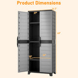 Giantex 68" Lockable Storage Cabinet, PP Garage Storage Shed with Doors, 3 Adjustable Shelves, Freestanding Tool Locker, Shelving Unit for Pantry, Basement, Laundry Room or Mudroom Giantex