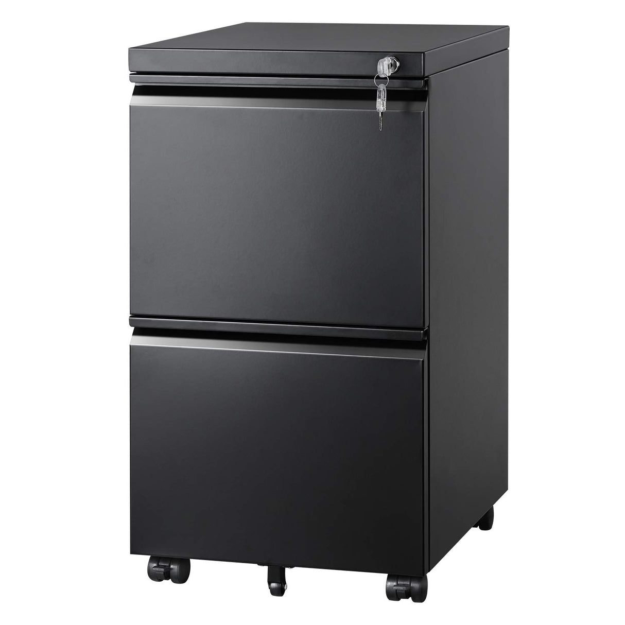 DEVAISE 2-Drawer Mobile File Cabinet with Lock, Vertical Filing Cabinet, Black DEVAISE