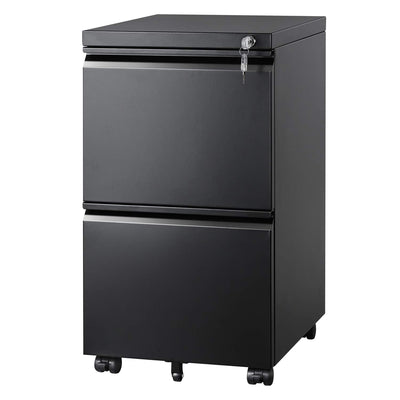 DEVAISE 2-Drawer Mobile File Cabinet with Lock, Vertical Filing Cabinet, Black