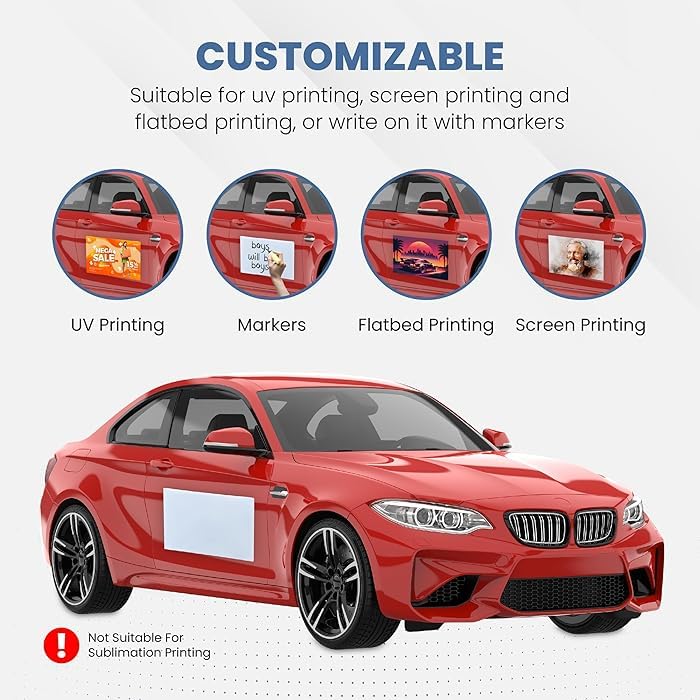 Car Magnet Sheet 16" x 24" 2 Pack - White Blank Automotive Magnets for Company Advertising, Print or Sticker - Strong Non Adhesive Vinyl Magnetic Sheets for Cars, Truck Decals, Van Advertisement Signs SALEX