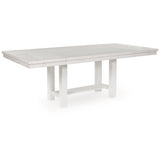 Signature Design by Ashley Robbinsdale Transitional Dining Extension Table with Removable Leaf & Trestle Base, White Signature Design by Ashley