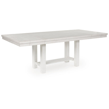 Signature Design by Ashley Robbinsdale Transitional Dining Extension Table with Removable Leaf & Trestle Base, White Signature Design by Ashley