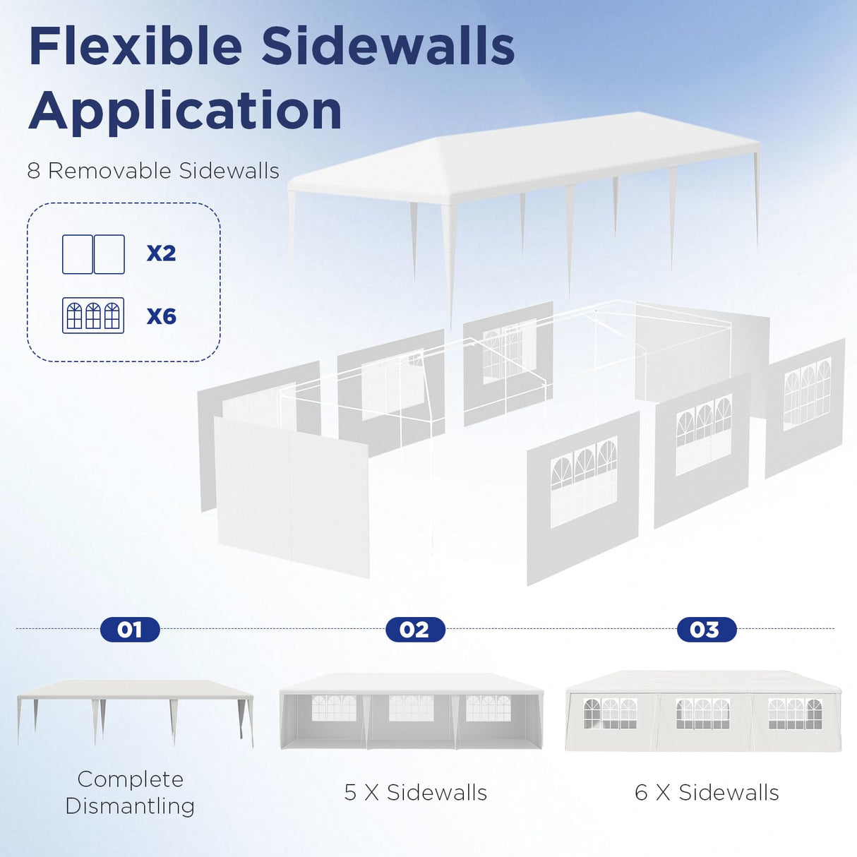 YOLENY 10x30 Ft Outdoor Party Canopy, Waterproof Heavy Duty Wedding Tent with 6 Sidewalls & 2 Zippered Doors, Event Tent for Birthday, Patio, BBQ, and Holiday Gatherings, White YOLENY