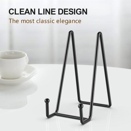 3 Pack 6 Inch Plate Stands for Display Picture - Vinyl Table Top Display, Decorative Metal Frame Holders for Book , Photo and Platter, Tabletop Art, Black 3 Packs HONGYUTAI