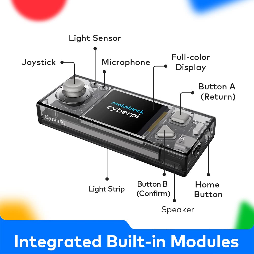 Makeblock Cyberpi Project-Based Kit, Coding for Kids 8-12 Support Scratch & Python Programming, STEM Programmable Robot Supports AI & IoT Technology with Built-in WiFi Module Makeblock