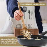 Exquisite Wooden Cooking Utensils For Kitchen, Set Of 5, 12 Inch Acacia Wood Kitchenware Tool Set, Cooking Gadgets Includes Spoon, Spoon Spatula, Spaghetti Spoon, Slotted Spoon, Shovel Decent Vrvege