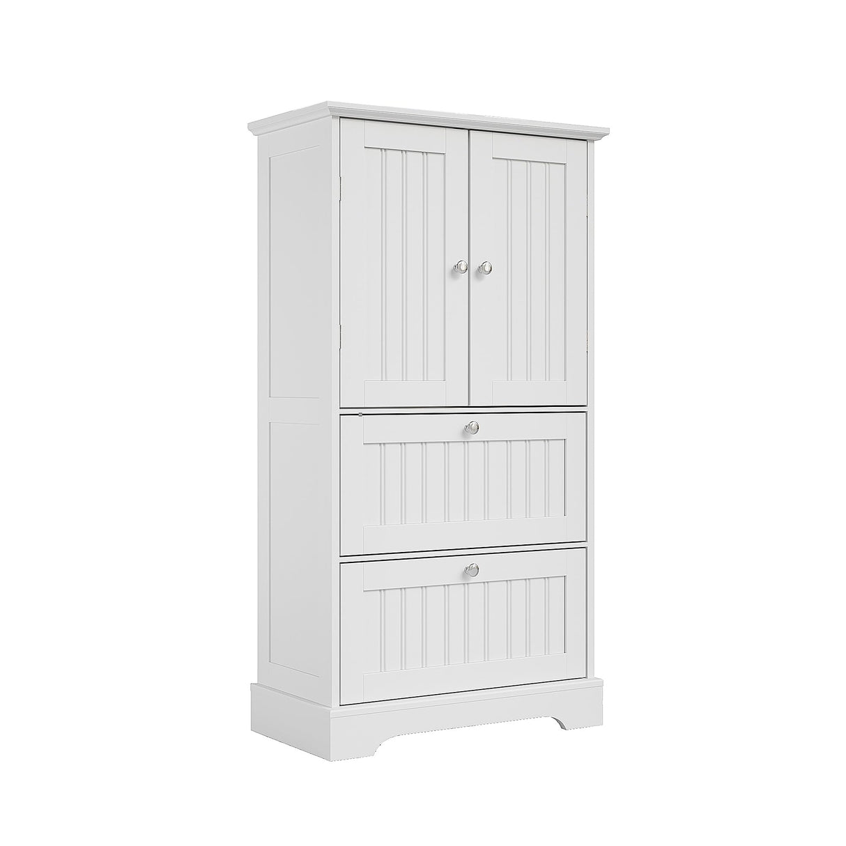 Treocho Bathroom Floor Cabinet, White Bathroom Storage Cabinet with Drawers and Adjustable Shelf, Freestanding Kitchen Pantry Cupboard with 2 Doors for Living Room Treocho