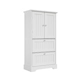 Treocho Bathroom Floor Cabinet, White Bathroom Storage Cabinet with Drawers and Adjustable Shelf, Freestanding Kitchen Pantry Cupboard with 2 Doors for Living Room Treocho