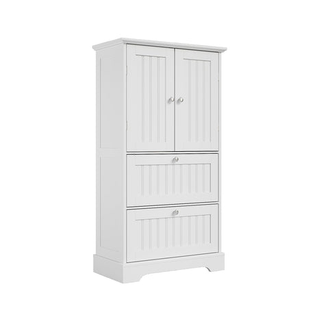 Treocho Bathroom Floor Cabinet, White Bathroom Storage Cabinet with Drawers and Adjustable Shelf, Freestanding Kitchen Pantry Cupboard with 2 Doors for Living Room Treocho