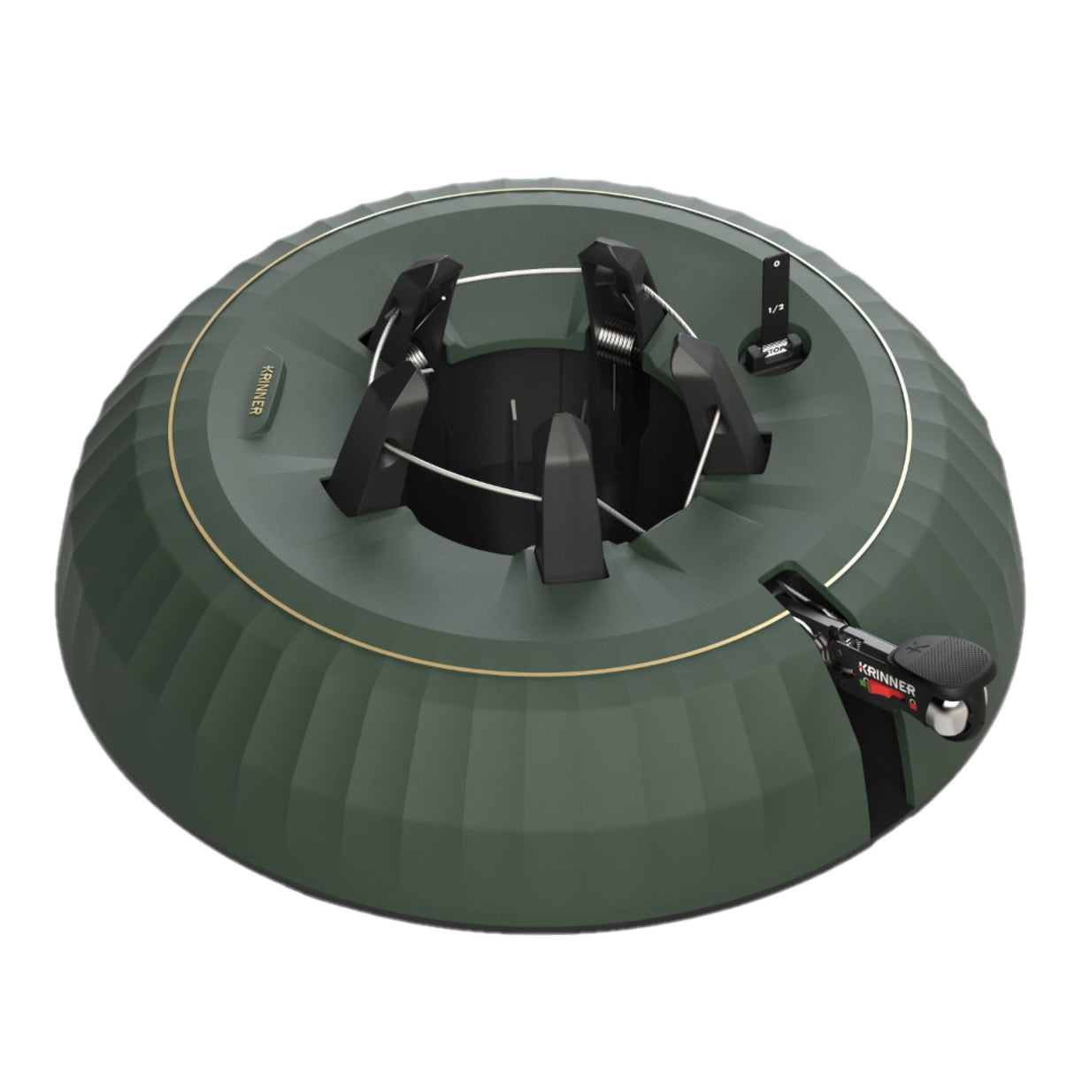 Krinner Christmas Tree X-12 Deluxe - Green Tree Stand - Original Single Cable Operation, Holds up to 12 ft Live Trees - Foot Pedal Setup & Water Reservoir with Level Indicator - German Made Krinner