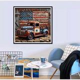 CXYQLC DIY 5D Diamond Painting Kits for Adults Diamond Art American Flag Truck Painting Full Drill Crystal Rhinestone Embroidery Craft Kits for Home Wall Decor Gifts 11.8x11.8inch CXYQLC