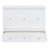 Harper & Bright Designs Full Size Murphy Bed with USB Charging Station/Large Drawer, Wood Full Size Bed Wall Bed with Storage, Cube Cabinet Bed for Home Office Guest Room Bedroom,White Harper & Bright Designs