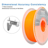 Likesilk 95A TPU Filament, Soft Flexible 3D Printer Filament 1.75mm, Dimensional Accuracy +/- 0.03, 1kg Spool(2.2 lbs), TPU Orange Likesilk