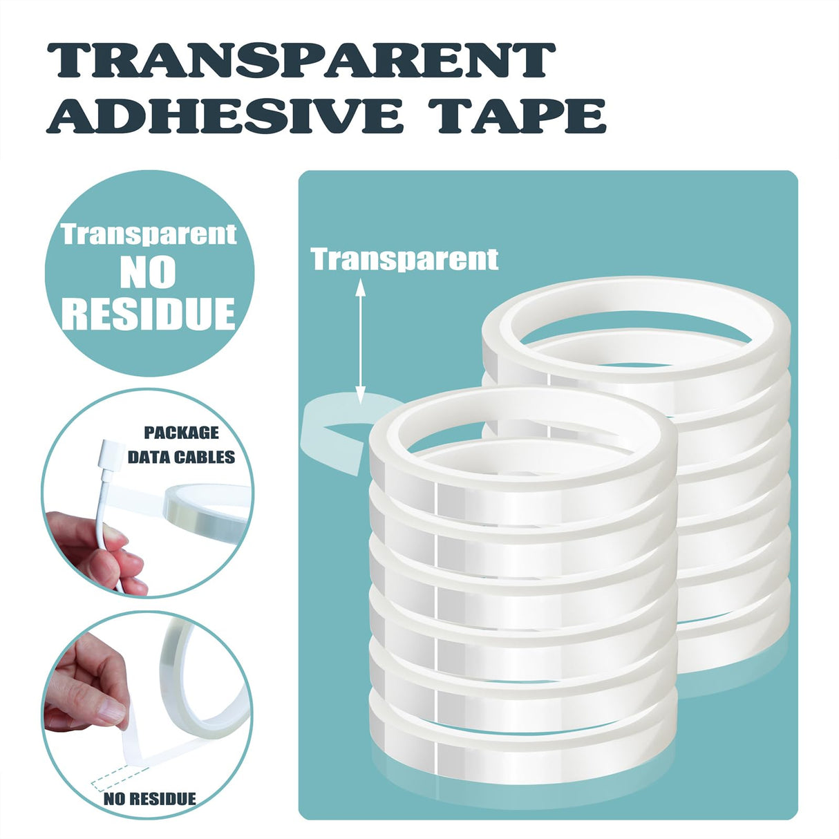 MEBMIK 12 Rolls 10mm x33m(108ft) Clear Heat Tape,Transparent High Temperature Heat Resistant Tape,Heat Transfer Tape for Heat Press and Sublimation,Heat Transfer Vinyl,No Residue MEBMIK