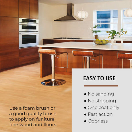 SamaN Interior One Step Wood Seal, Stain and Varnish – Oil Based Odorless Dye - Protection for Furniture and Fine Wood (Brazilian Cherry SAM-306, 8 SamaN