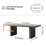 homary 70.9" Rectangle Dining Table for 4-6 People, Farmhouse Kitchen Table, Large Wood Dinning Room Table (Gray, 70.9" L x 31.5" W x 29.5" H) homary