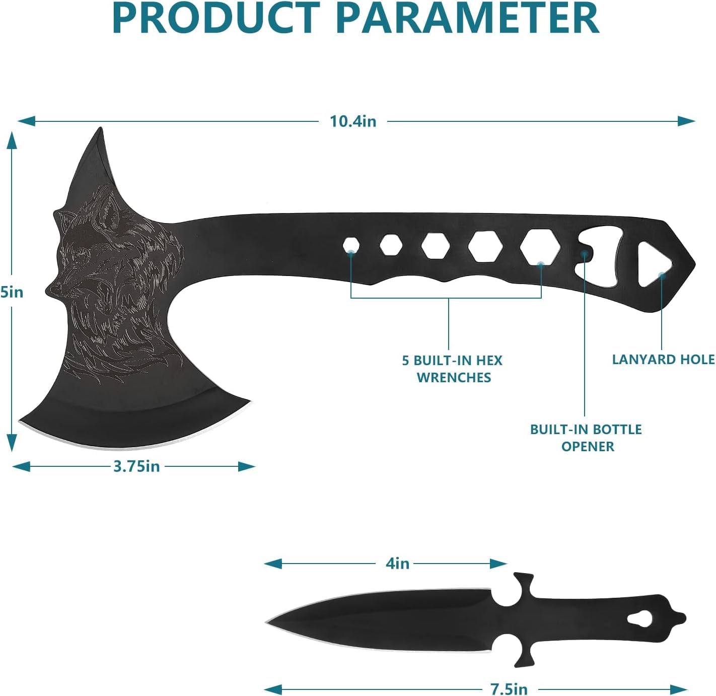 Throwing Axe and Tomahawk 3 Pack Protective Nylon Sheath with Built-in Corkscrew,10.4" Full Tang Stainless Steel Throwing Tomahawk - WoodArtSupply